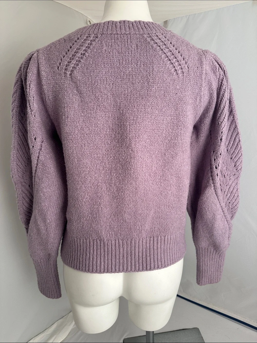 Anthropologie lavender scalloped collar puff sleeve sweater M